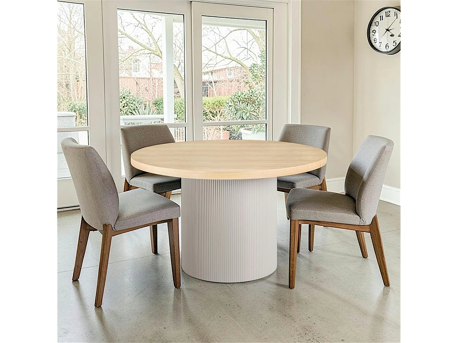 Table à manger ronde placage frêne pieds colonne ø120 cm LISBONNE