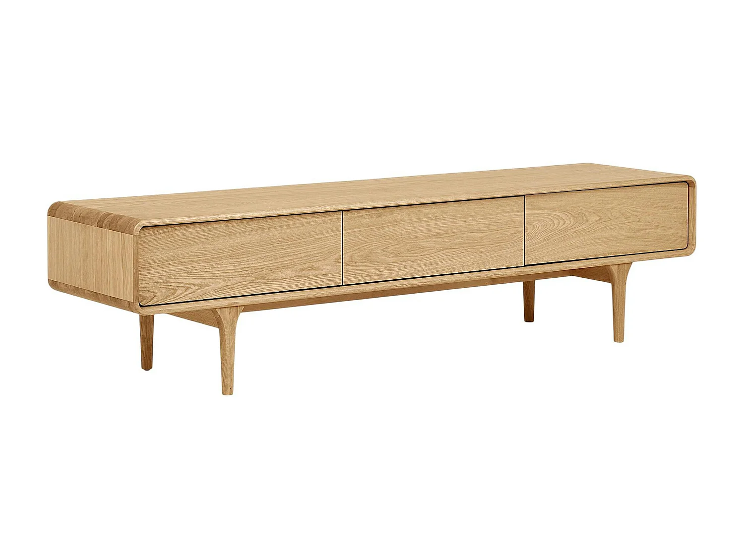 Meuble TV scandinave en placage chêne 2 portes 1 tiroir TARAZ