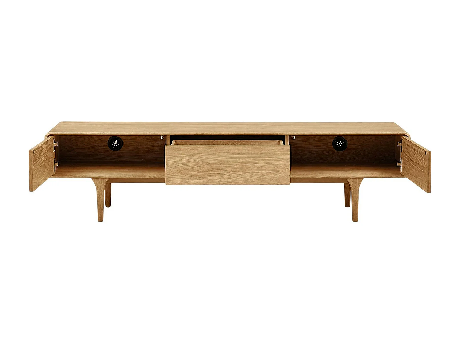 Meuble TV scandinave en placage chêne 2 portes 1 tiroir TARAZ