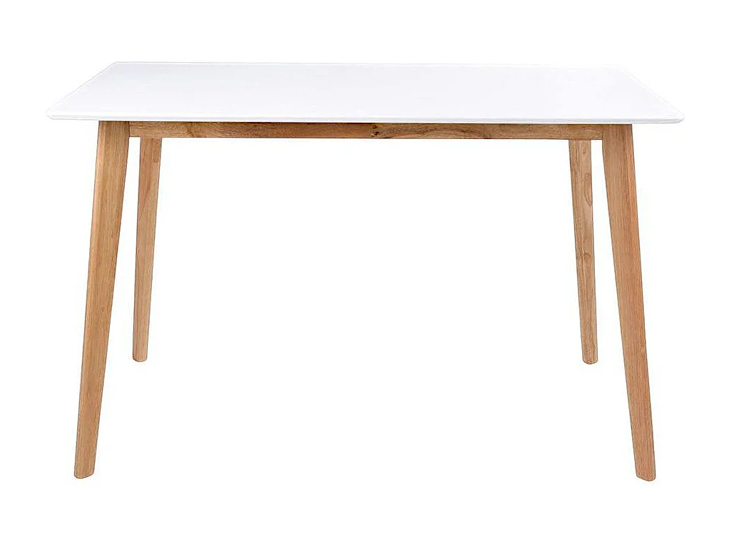 Table à manger blanche pieds bois 4 pers. 120 cm OTTA