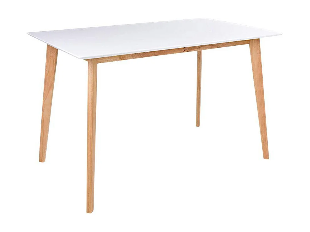 Table à manger blanche pieds bois 4 pers. 120 cm OTTA