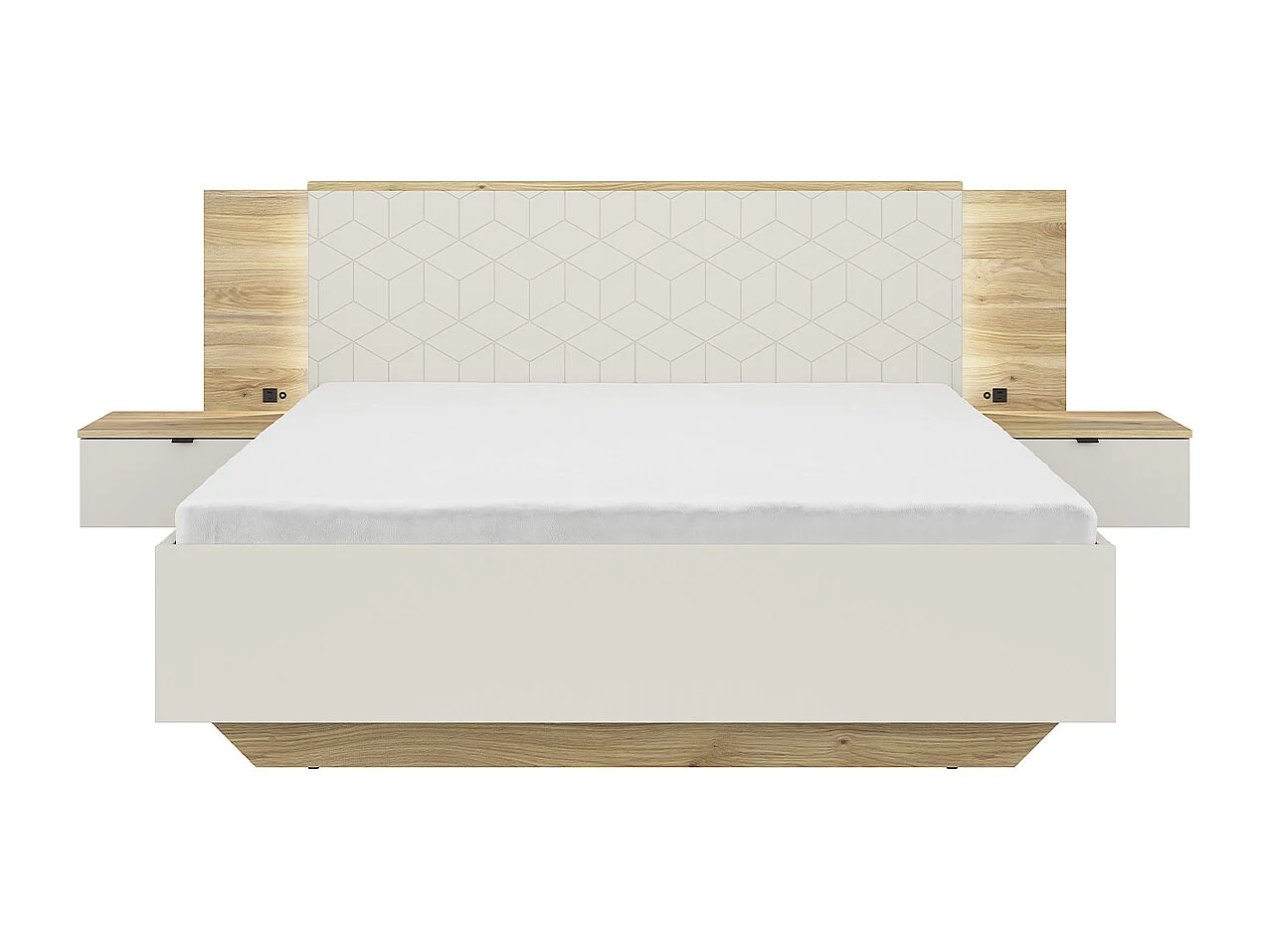 Naya Cachemire 160x200 bed with LED bedside frame and USB socket