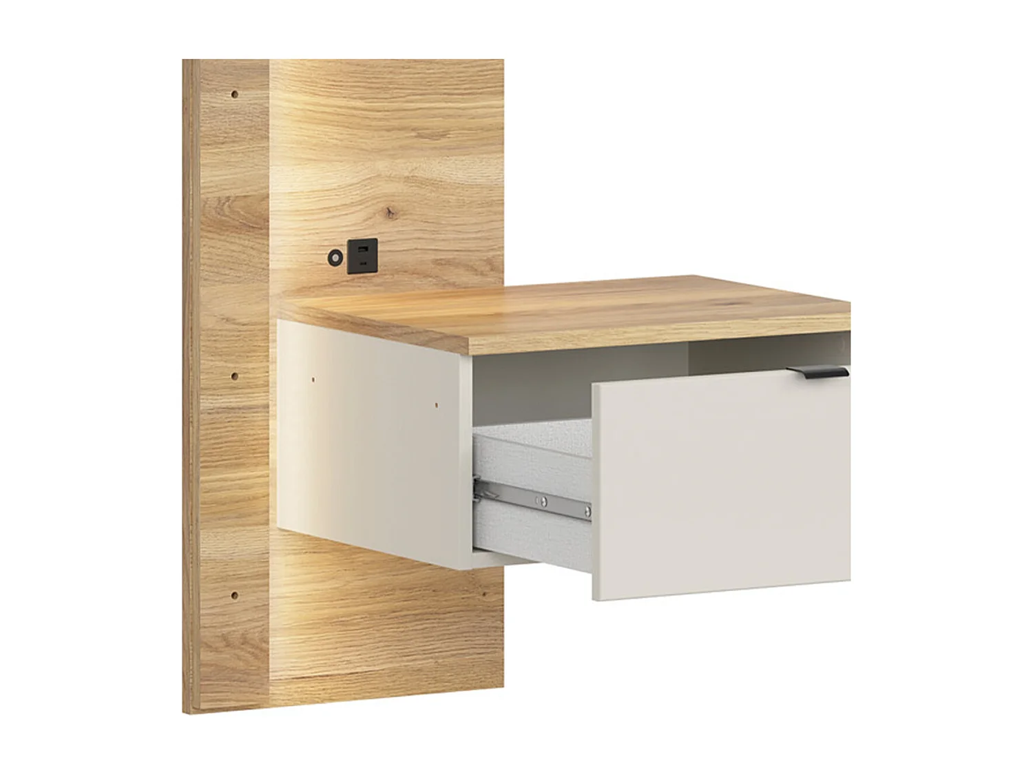 Naya Cachemire 160x200 bed with LED bedside frame and USB socket