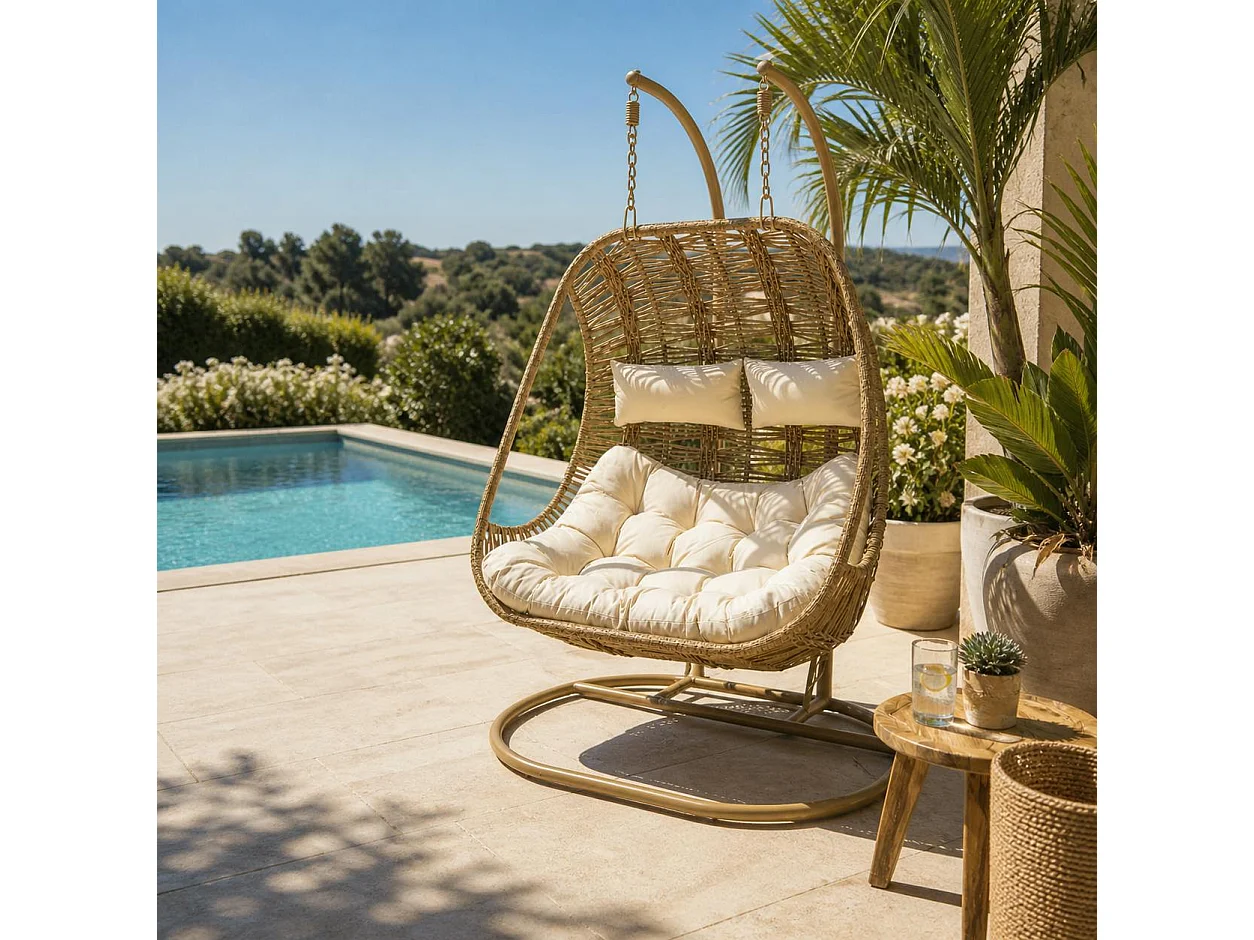 Fauteuil suspendu 2 places tressage serré finition naturelle SOUTH BEACH