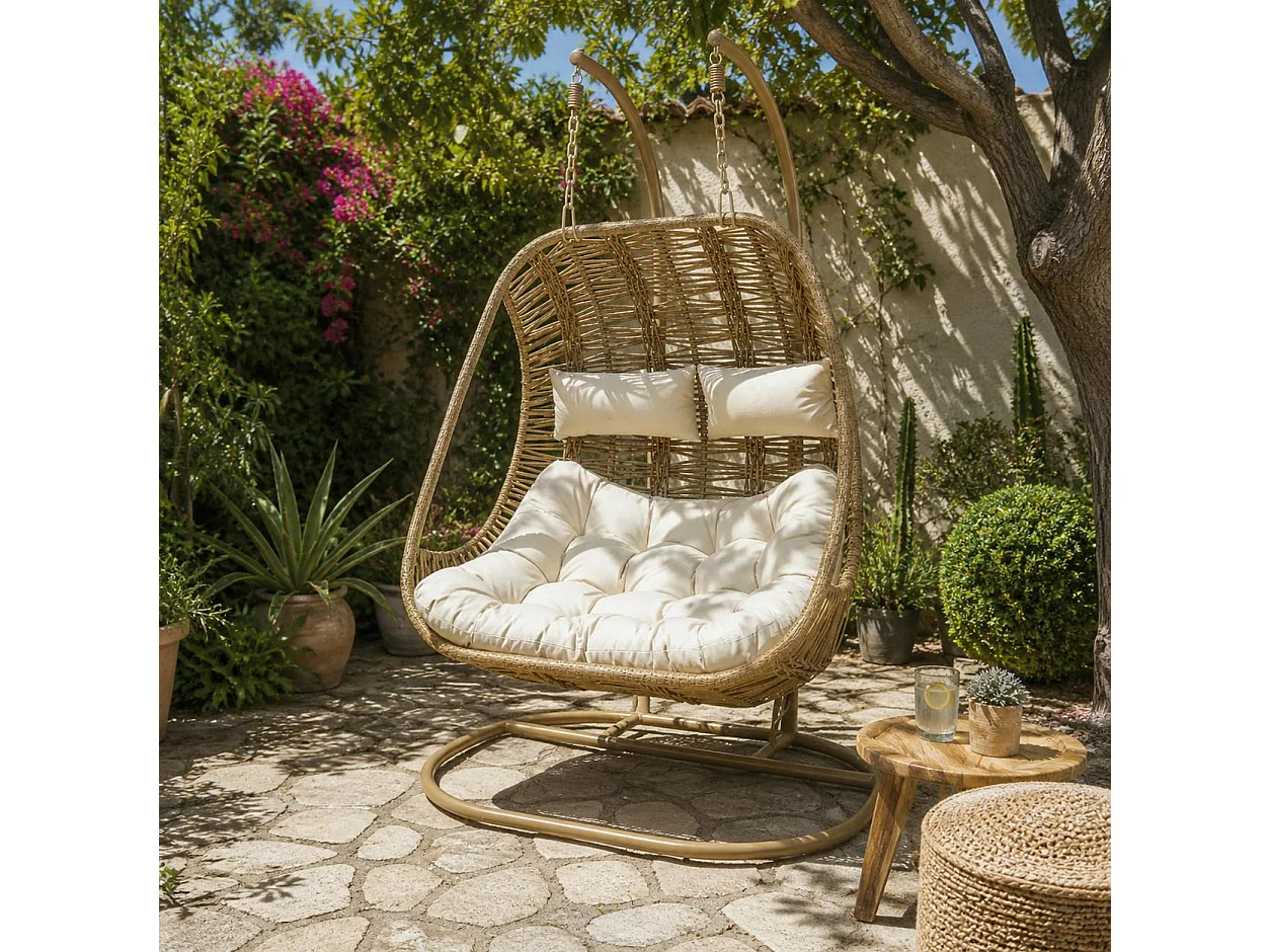 Fauteuil suspendu 2 places tressage serré finition naturelle SOUTH BEACH