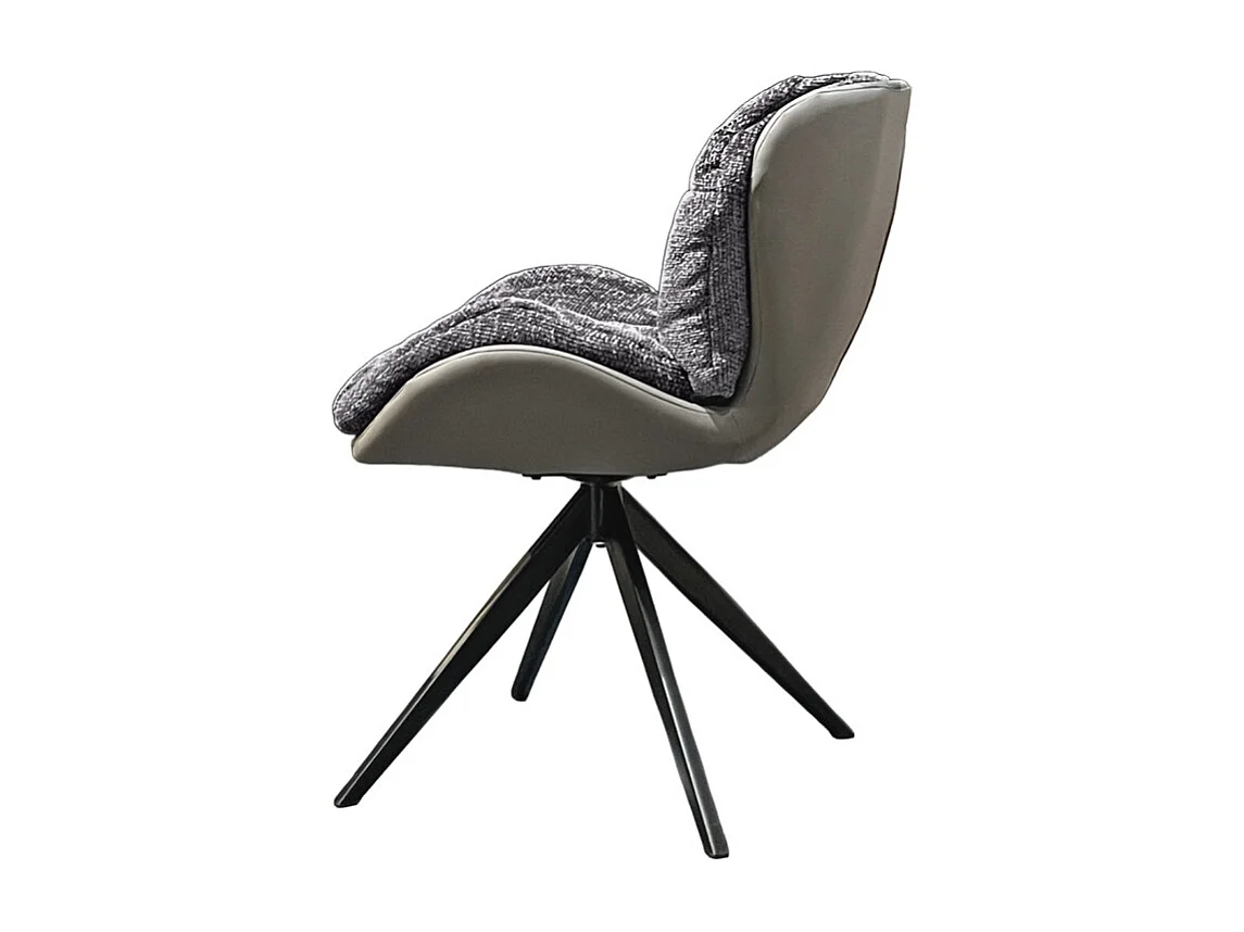 Chaise pivotante 360° tissu doux gris et pieds métal noir – CORNELIA