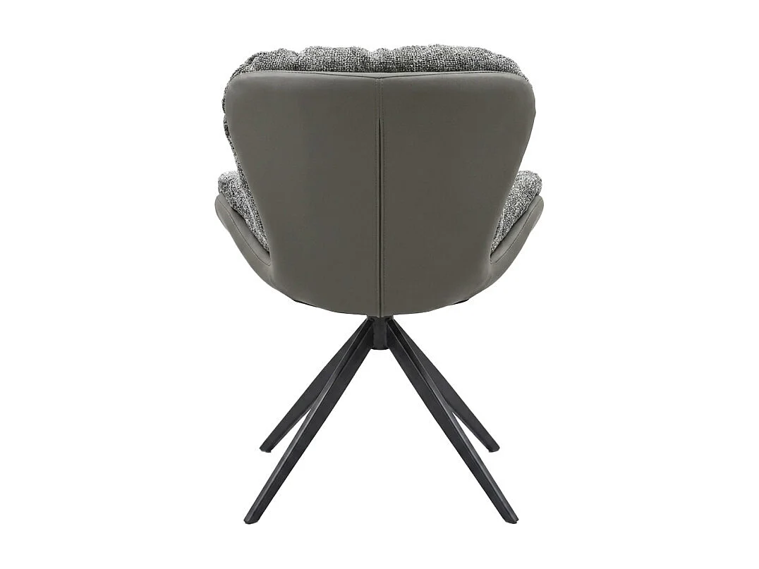Chaise pivotante 360° tissu doux gris et pieds métal noir – CORNELIA