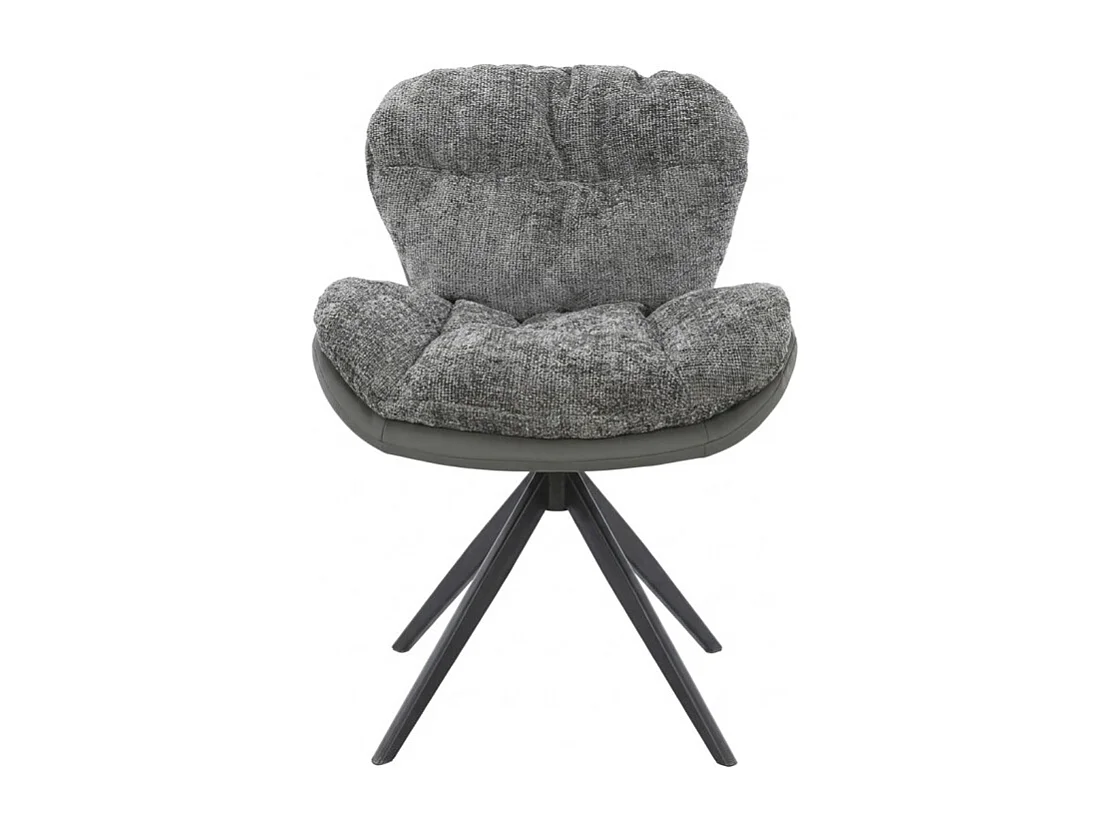 Lot 2 chaises pivotantes 360° en tissu gris et pieds métal – CORNELIA