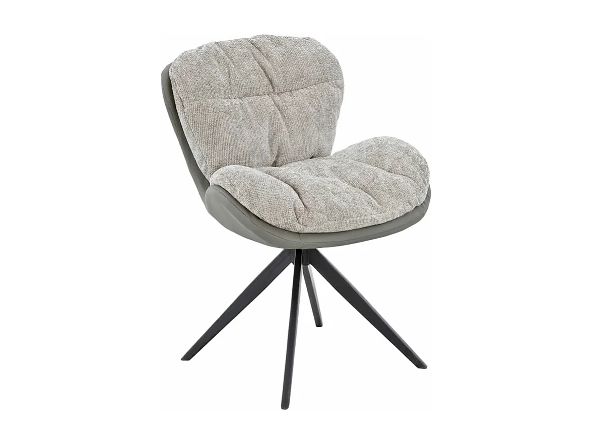 Chaise pivotante 360° tissu doux beige et pieds métal noir – CORNELIA