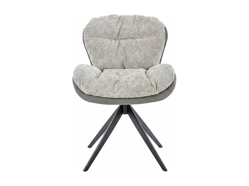 Chaise pivotante 360° tissu doux beige et pieds métal noir – CORNELIA