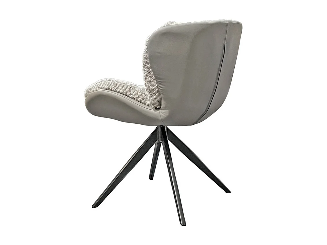 Chaise pivotante 360° tissu doux beige et pieds métal noir – CORNELIA