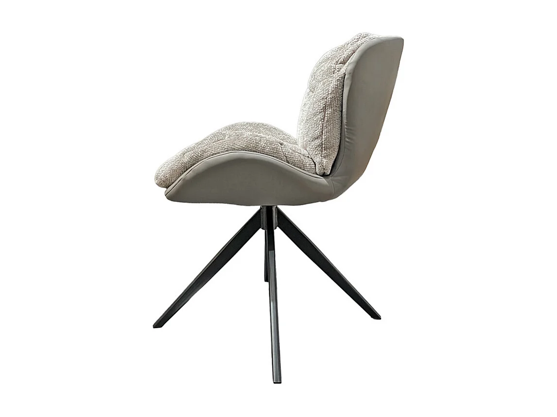Lot 2 chaises pivotantes 360° en tissu beige et pieds métal – CORNELIA