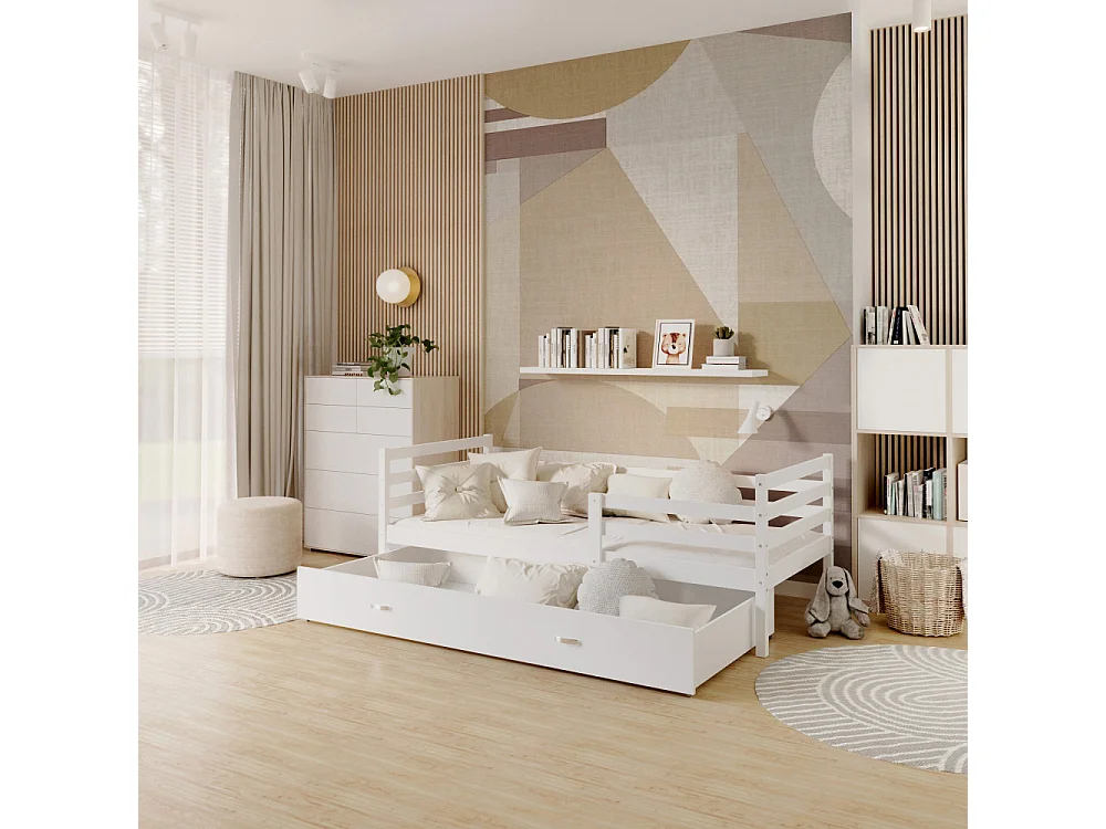 Lit Enfant Milan 80x160 tiroir Blanc - blanc