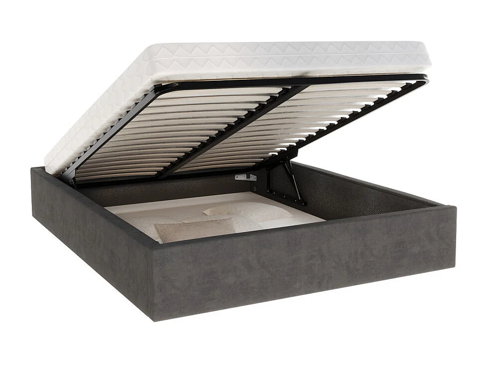 Lit coffre ORLANDO 120x190 - Sommier inclus Gris foncé