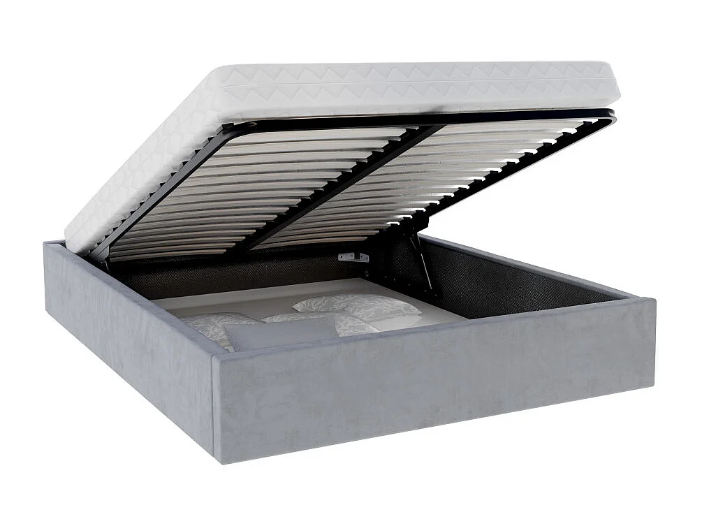 Lit coffre ORLANDO 120x190 - Sommier inclus Gris clair