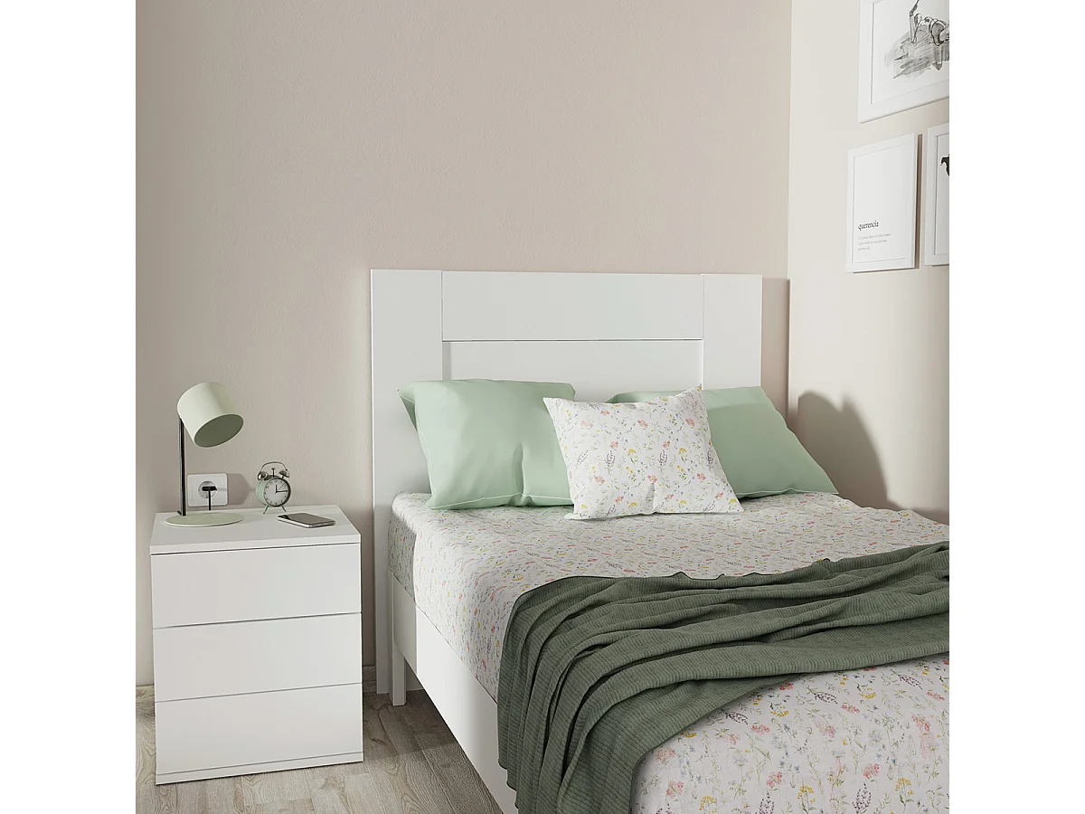 Tête de lit murale chambre à coucher coloris Blanc - Longueur 100 x Hauteur 106 x Profondeur 2,2 cm