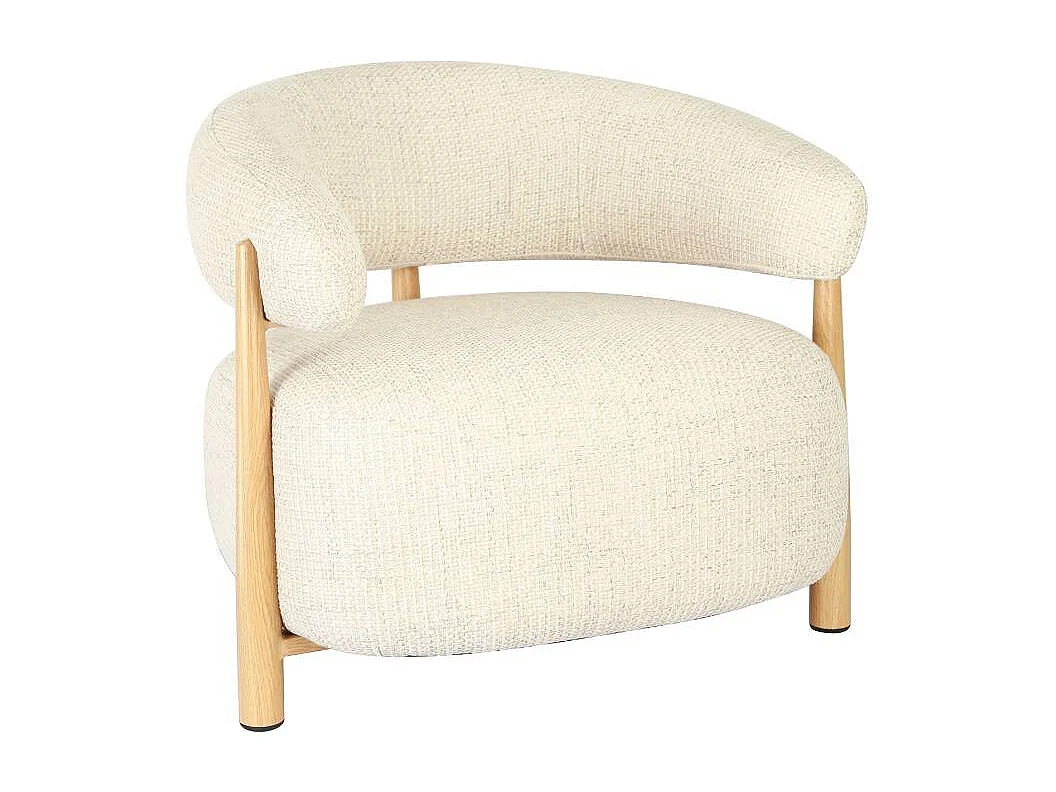 Fauteuil en tissu écru et pieds en métal effet bois Anelia