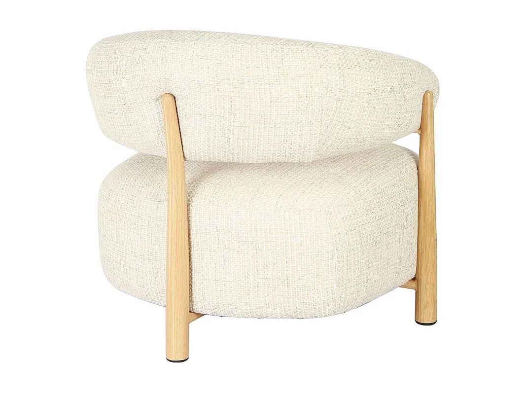 Fauteuil en tissu écru et pieds en métal effet bois Anelia