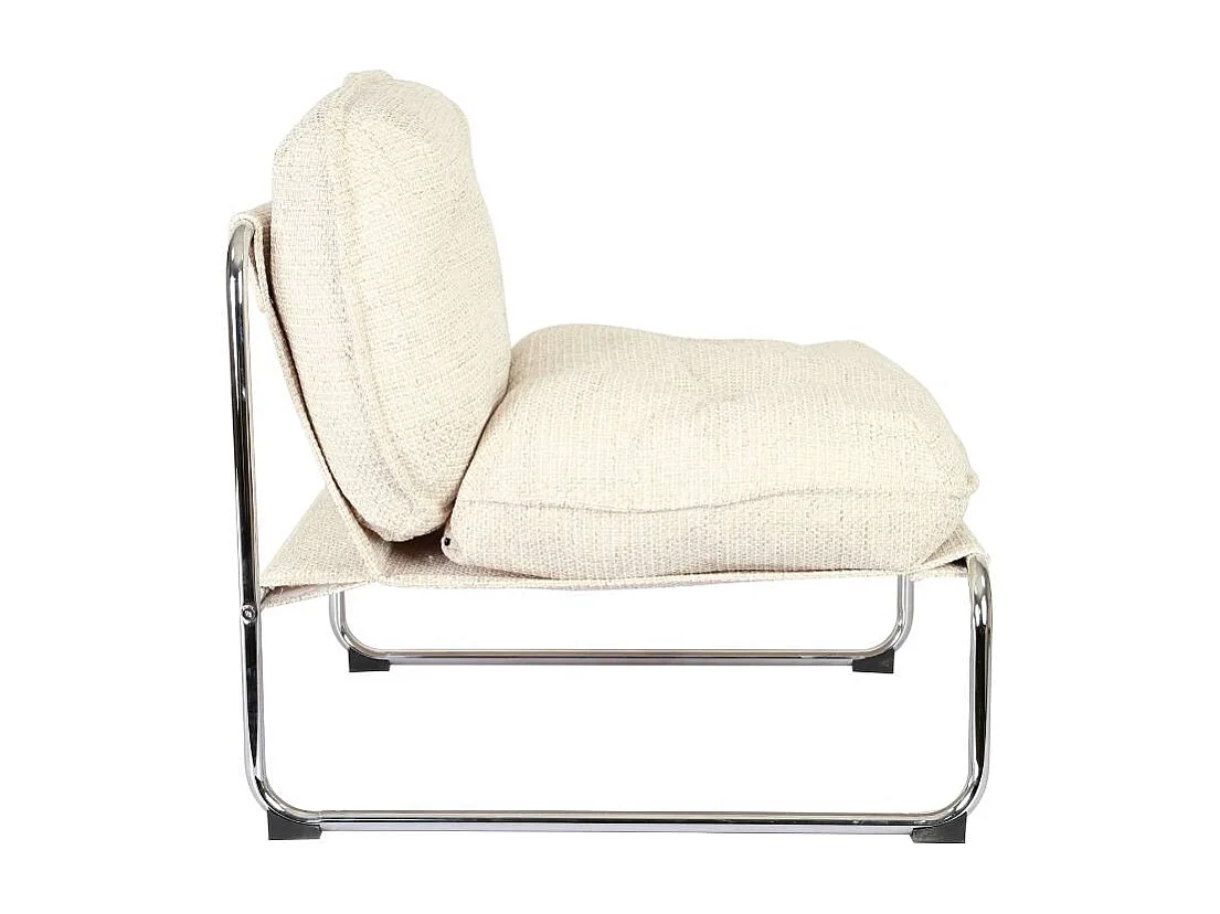 Fauteuil en tissu écru et pieds en chrome Chelsea