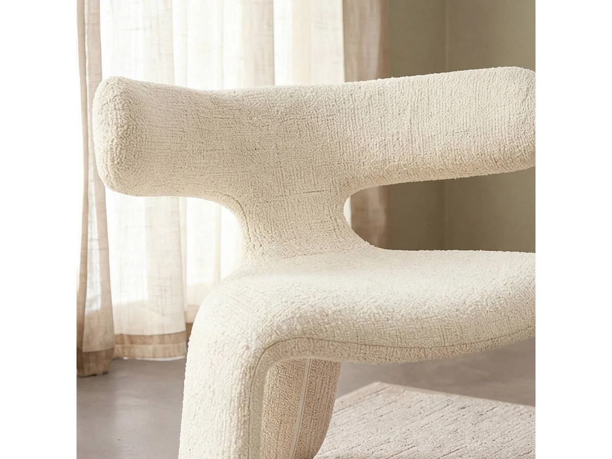 Fauteuil en tissu écru Rémy