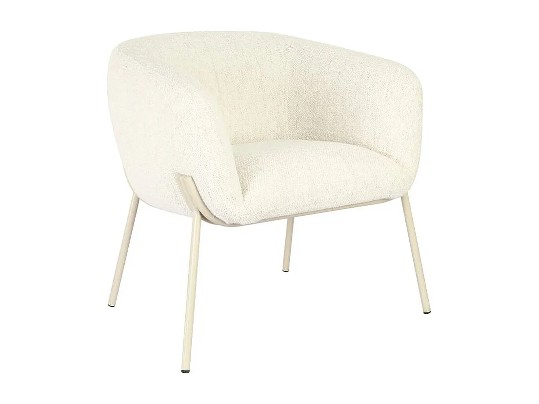 Fauteuil en tissu écru et pieds en métal Victor
