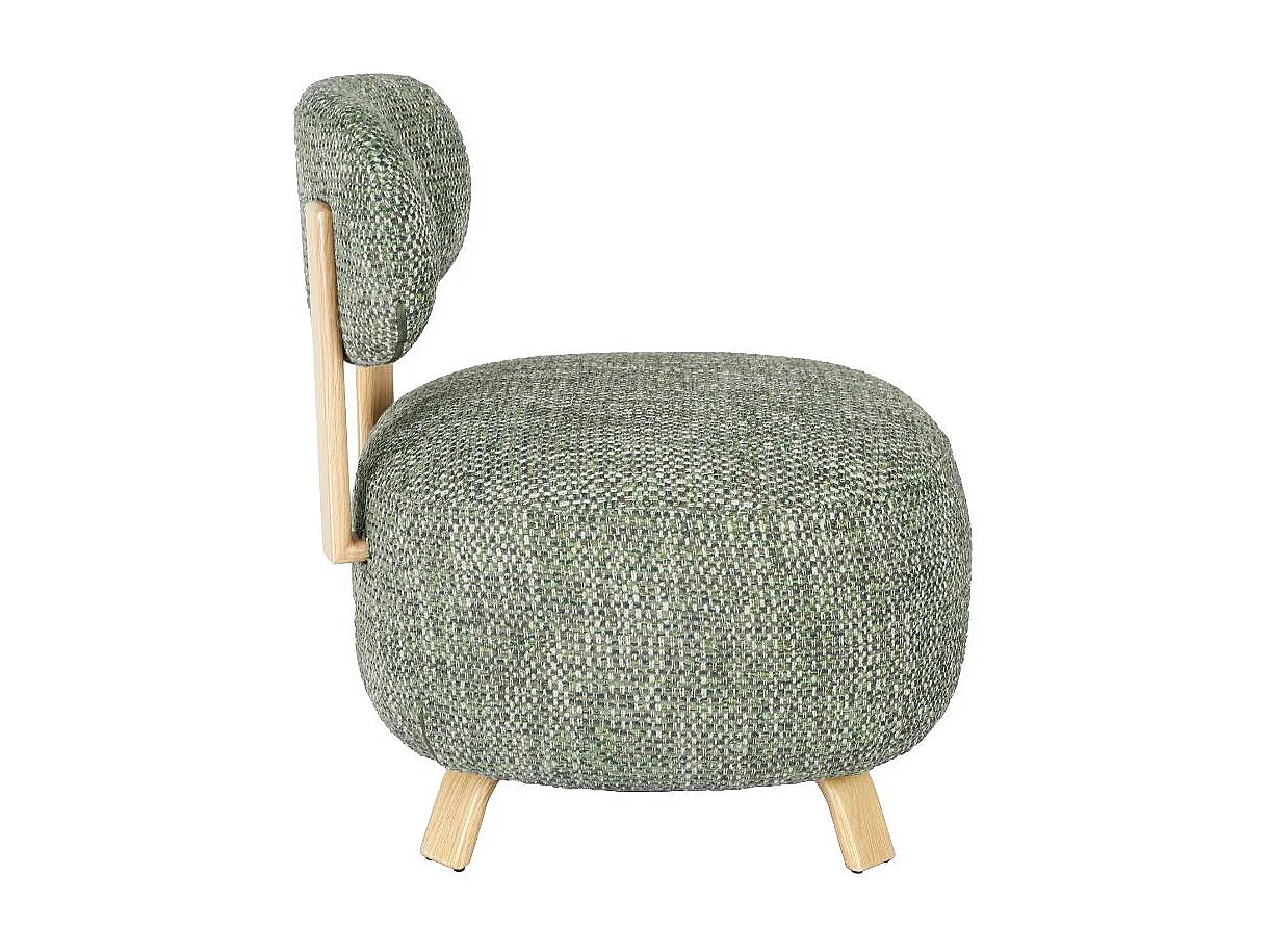Fauteuil en tissu vert et pieds en métal effet bois Pascaline