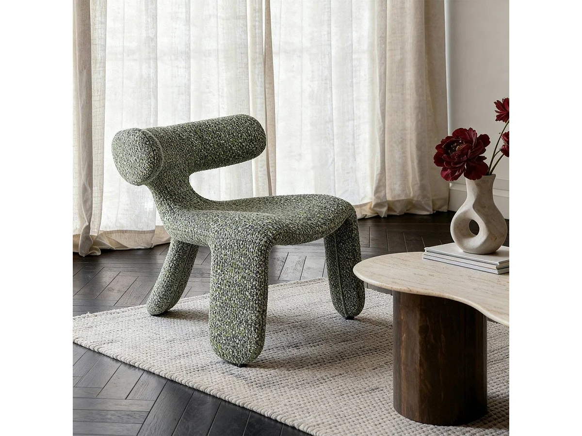 Fauteuil en tissu vert Rémy