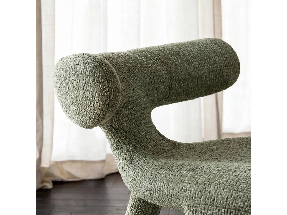 Fauteuil en tissu vert Rémy
