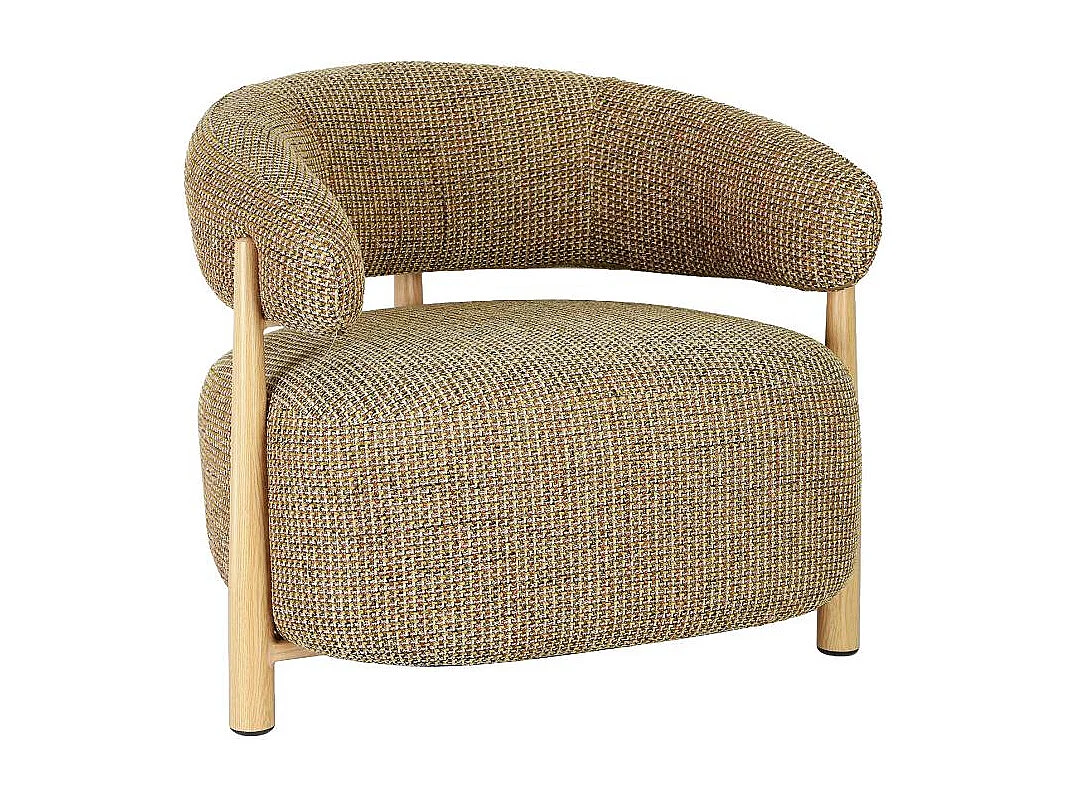Fauteuil en tissu marron clair et pieds en métal effet bois Anelia