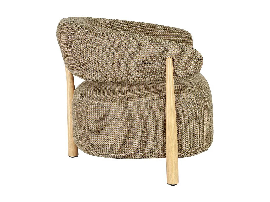Fauteuil en tissu marron clair et pieds en métal effet bois Anelia