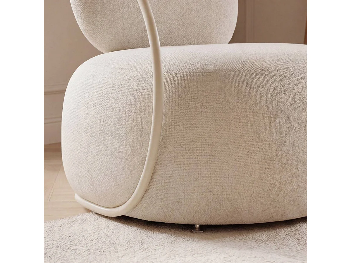 Fauteuil en tissu écru Cassy