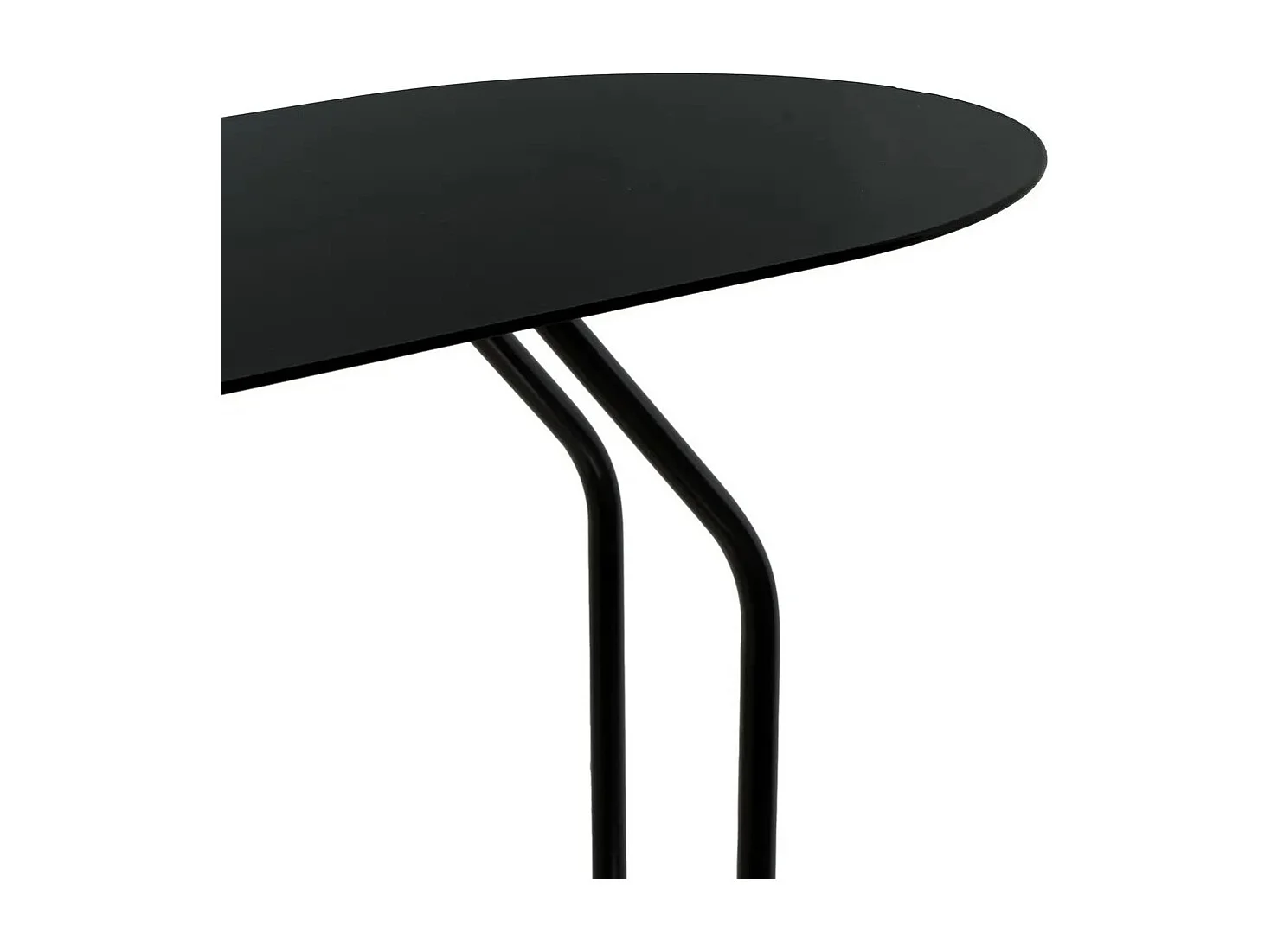 Table d'Appoint en Métal avec Plateau Ovale et Structure en C,Bout de Canapé pour Ordinateur,coloris noir-Longueur 45 x Profondeur 28 x Hauteur 49 cm   Juanio