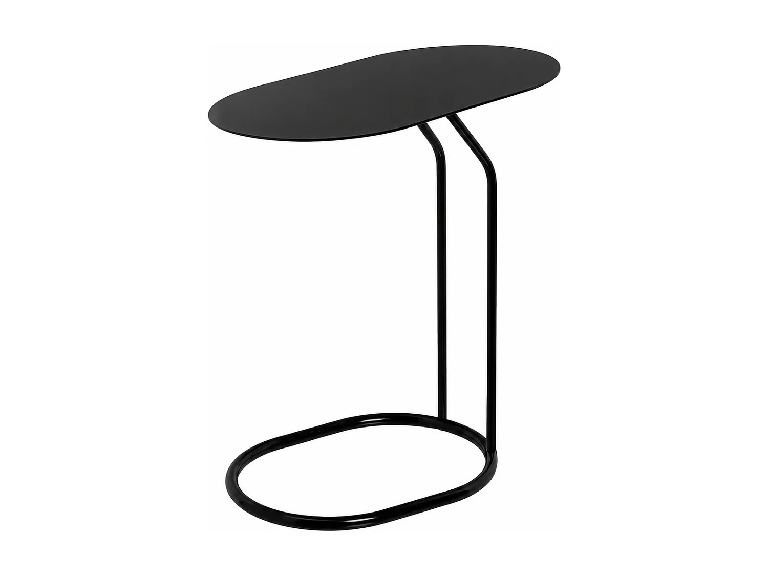 Table d'Appoint en Métal avec Plateau Ovale et Structure en C,Bout de Canapé pour Ordinateur,coloris noir-Longueur 45 x Profondeur 28 x Hauteur 49 cm   Juanio
