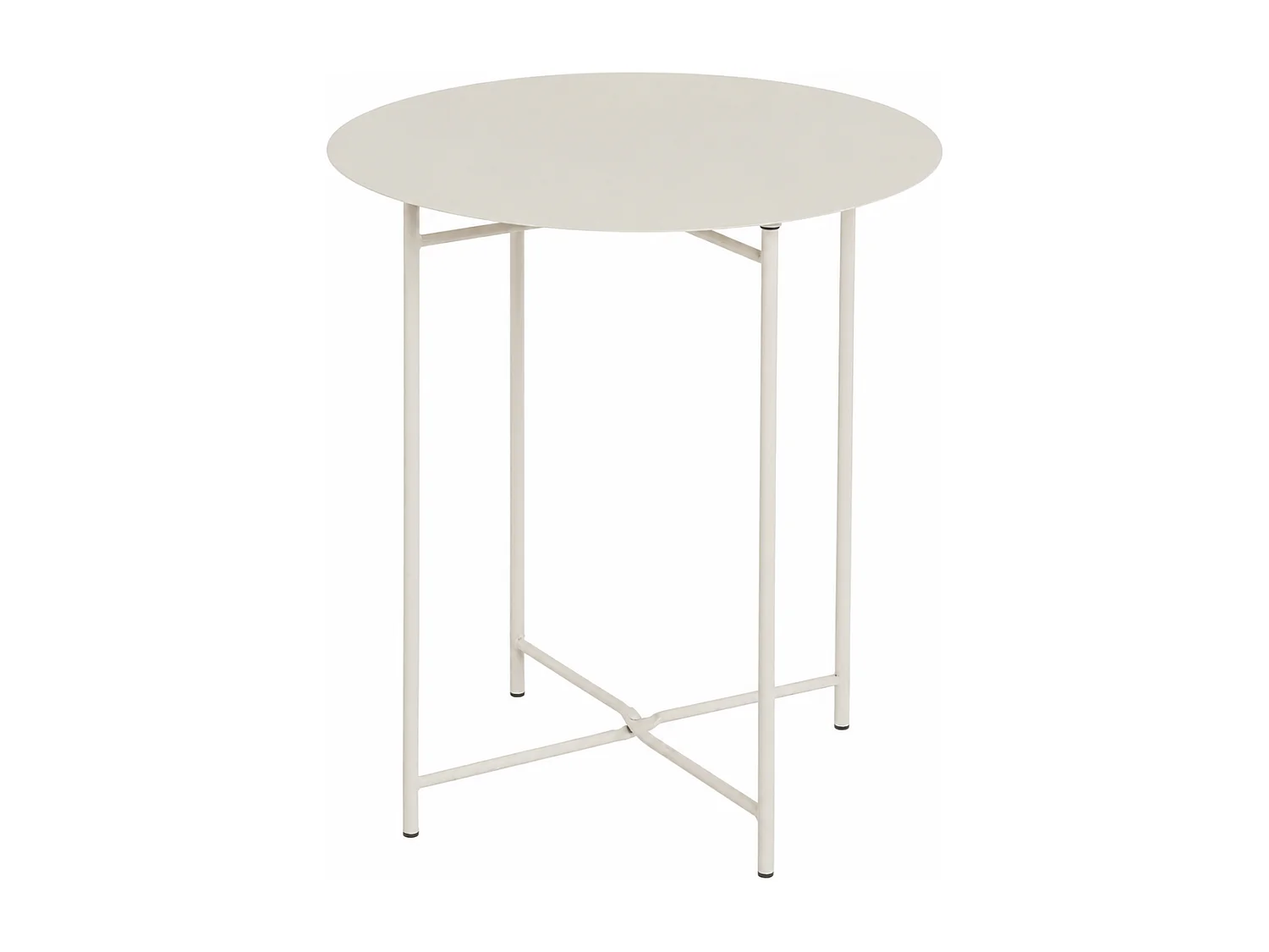 Table d'Appoint Ronde en Métal, Bout de Canapé Robuste pour Intérieur et Extérieur, coloris beige - Longueur 40 x Profondeur 40 x Hauteur 45 cm   Juanio