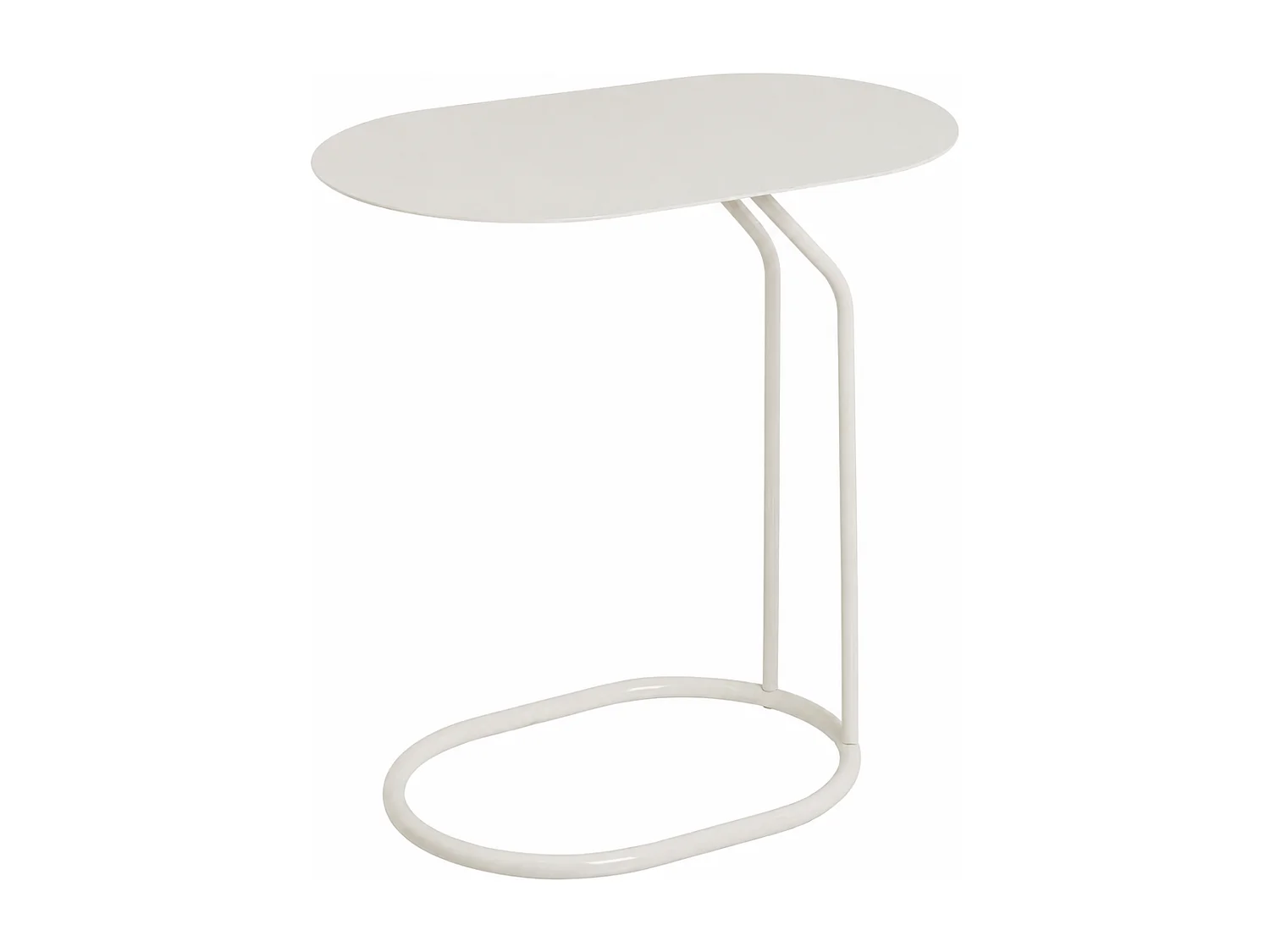 Table d'Appoint en Métal avec Plateau Ovale et Structure en C,Bout de Canapé pour Ordinateur,coloris beige-Longueur 45 x Profondeur 28 x Hauteur 49 cm   Juanio