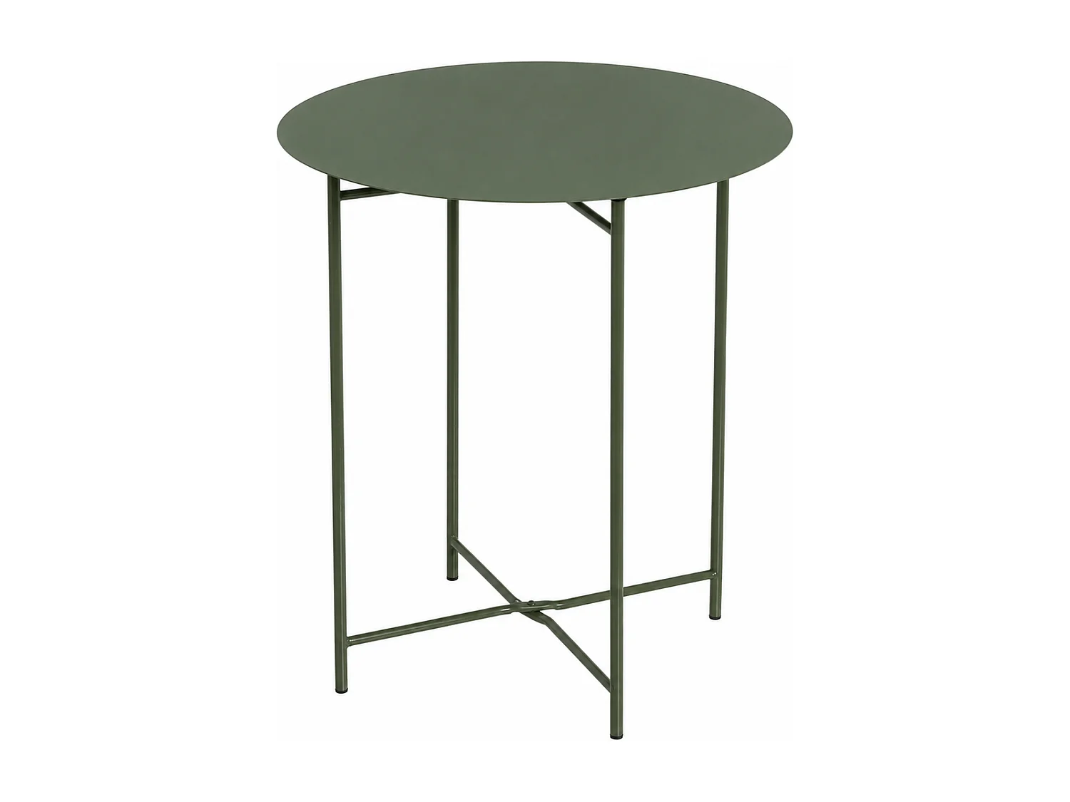 Table d'Appoint Ronde en Métal, Bout de Canapé Robuste pour Intérieur et Extérieur, coloris vert olive - Longueur 40 x Profondeur 40 x Hauteur 45 cm   Juanio
