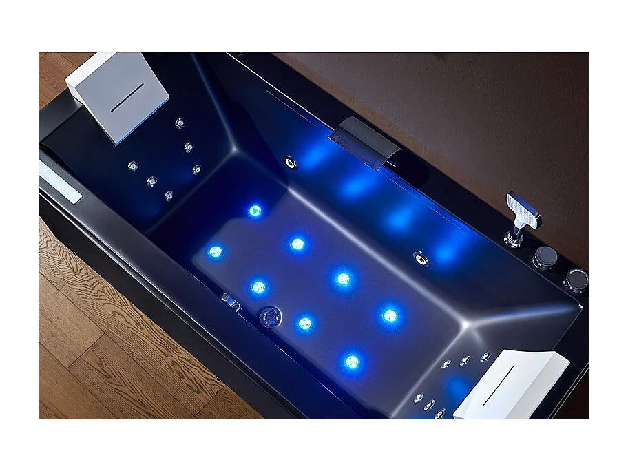 Baignoire balneo EDEN 180 BLACK MAT 1 à 2 places ARCHIPEL® 180x80