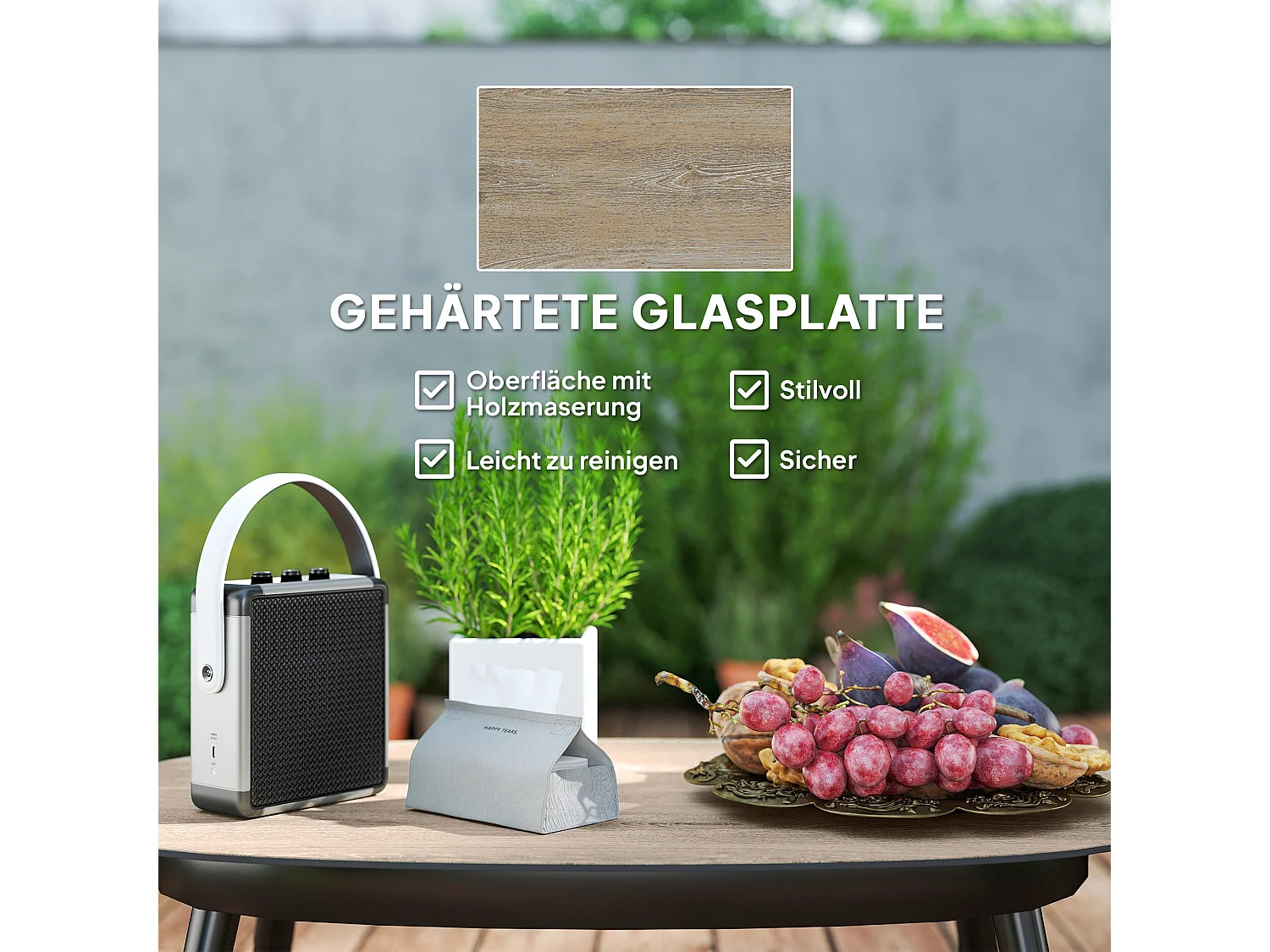 Salon De Jardin En Polyrotin Avec Canapé 2 Places, Fauteuils, Table En Verre Et Coussins Pour 4 Personnes – Gris Foncé + Jaune