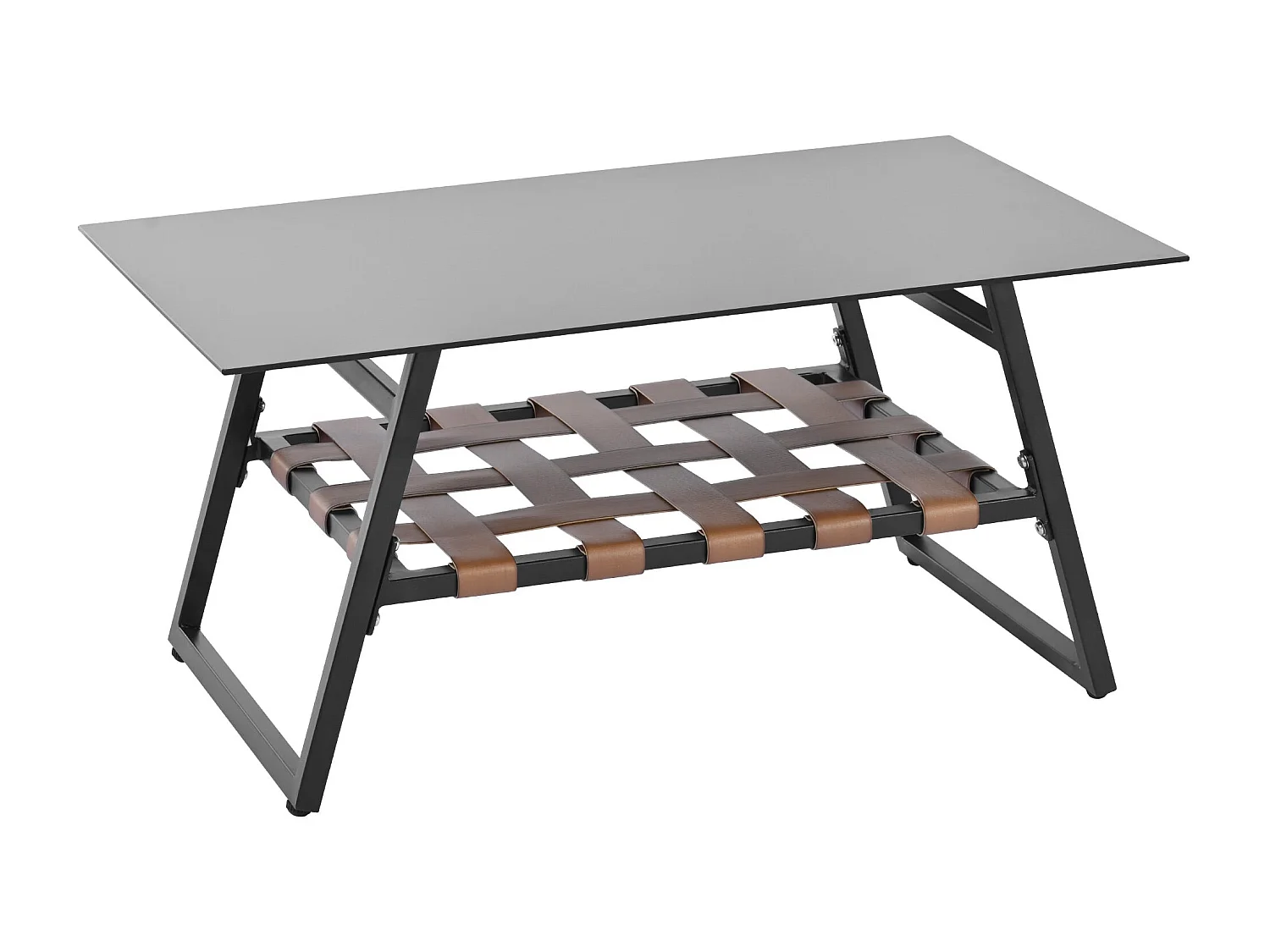 Salon de Jardin 4 Places – Canapé + Table Basse – Coussins Lavables – Structure Acier Galvanisé – Tressage PVC rétro – Noir