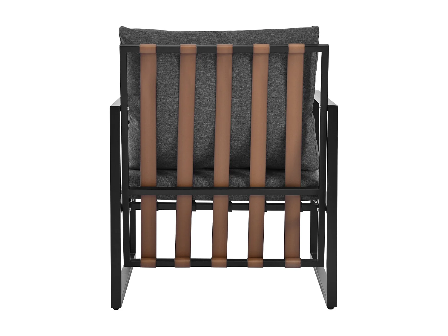 Salon de Jardin 4 Places – Canapé + Table Basse – Coussins Lavables – Structure Acier Galvanisé – Tressage PVC rétro – Noir