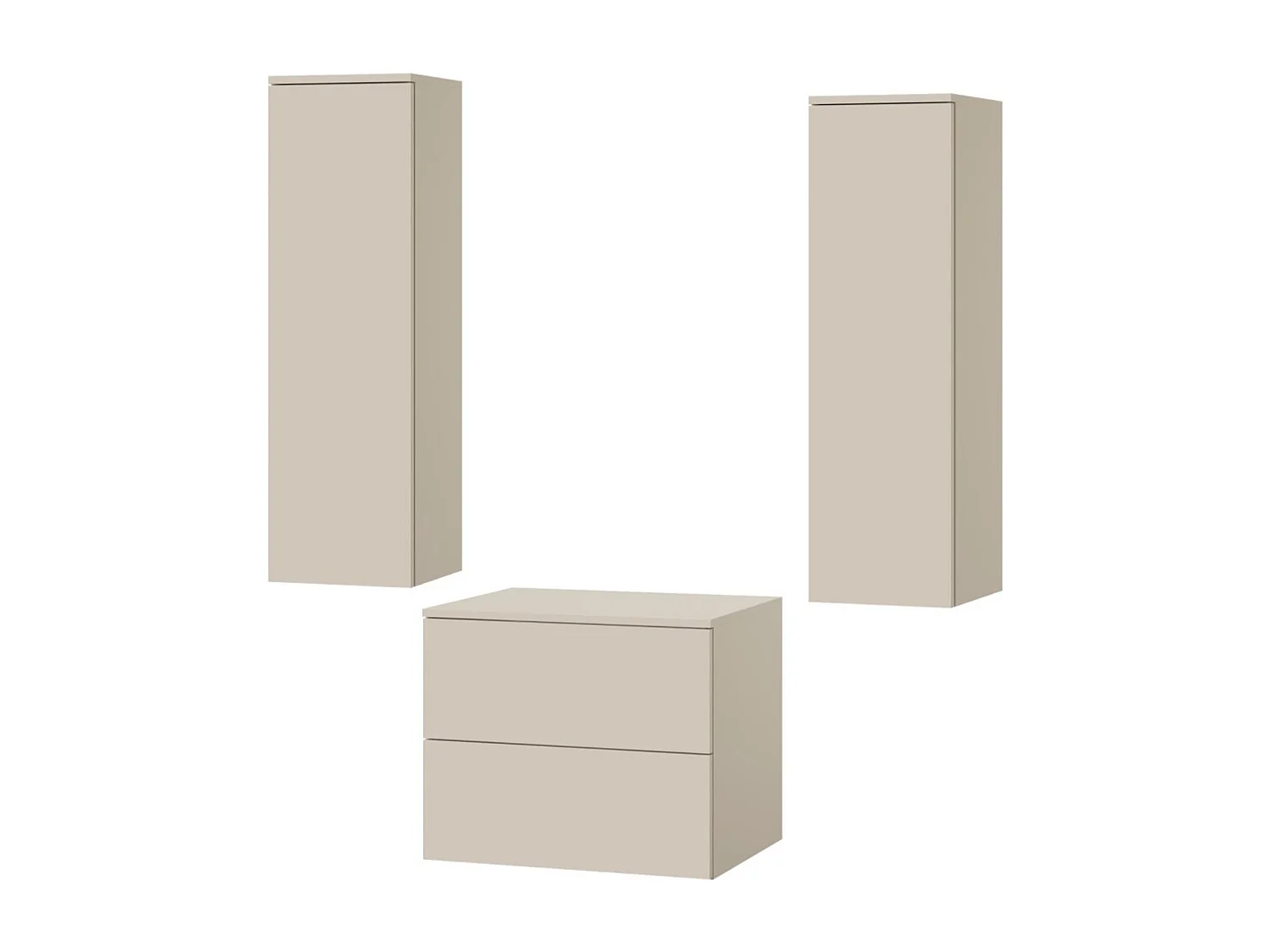 Badkamerset 3-delig: Wastafelonderkast + 2 Kolomkasten Kleur Kasjmier (2S 60 + 1D 100 X2)
