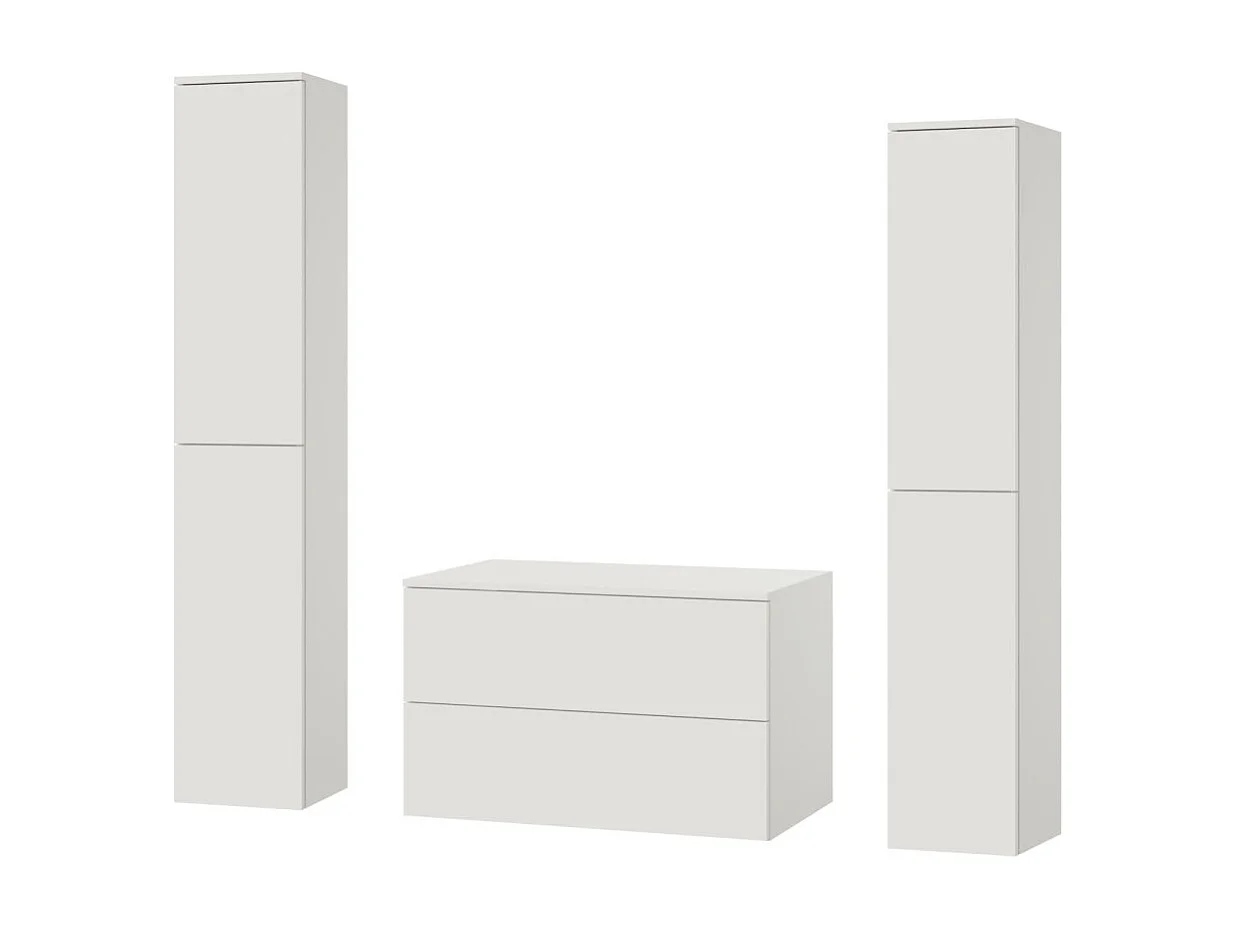 Badezimmerset 3-Teilig: Unterschrank + 2 Hochschränke Color Weiß (2S 80 + 2D 160 X2)