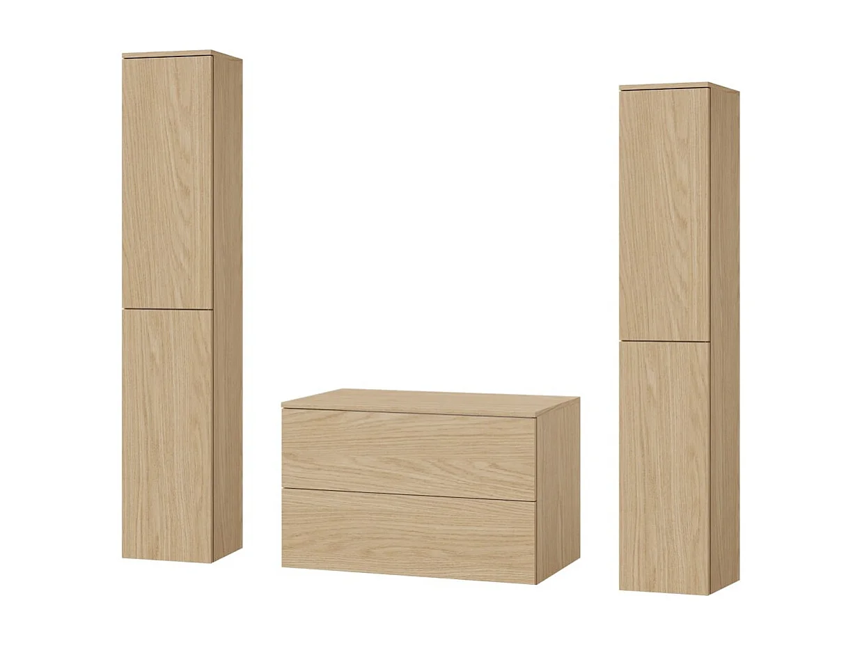 Badezimmerset 3-Teilig: Unterschrank + 2 Hochschränke Color Frühlings-Eiche (2S 80 + 2D 160 X2)