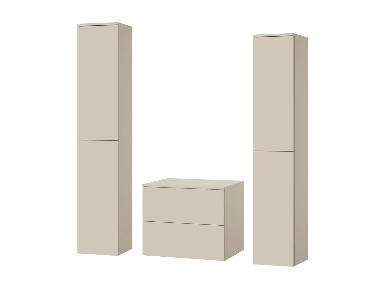 Badkamerset 3-delig: Wastafelonderkast + 2 Kolomkasten Kleur Kasjmier (2S 60 + 2D 160 X2)