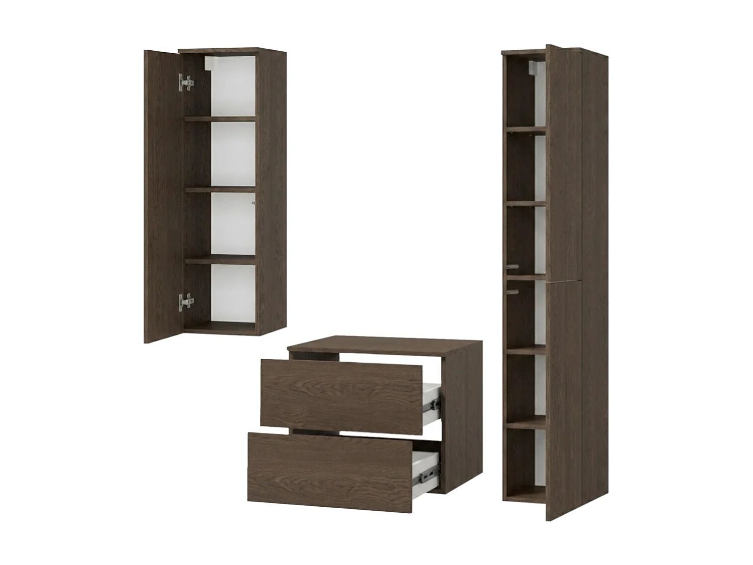 Badezimmerset 3-Teilig: Unterschrank + 2 Hochschränke Color Baltic Storm (2S 60 + 1D 100 + 2D160)