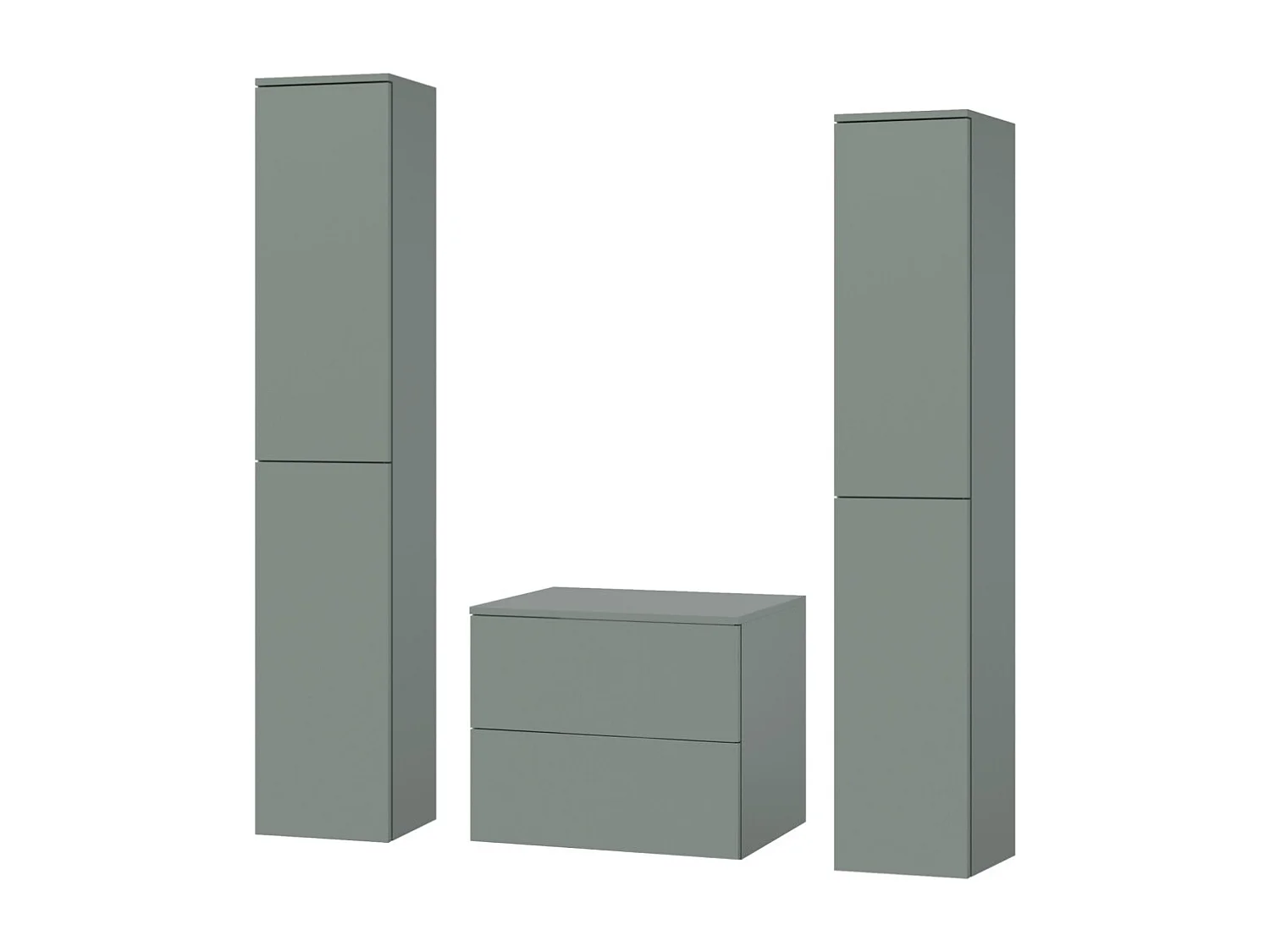 Badkamerset 3-delig: Wastafelonderkast + 2 Kolomkasten Kleur Aloë (2S 60 + 2D 160 X2)