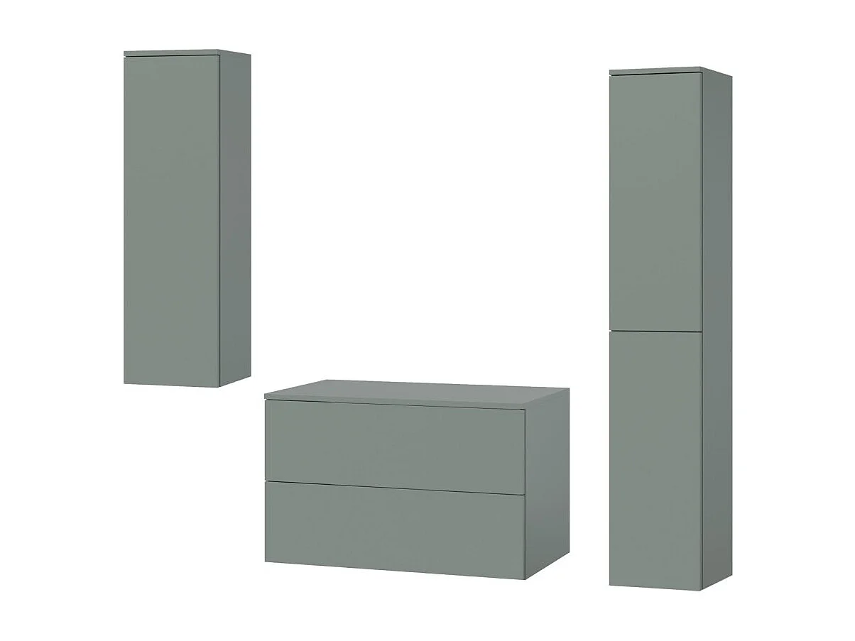 Badezimmerset 3-Teilig: Unterschrank + 2 Hochschränke Color Aloe (2S 80 + 1D 100 + 2D160)