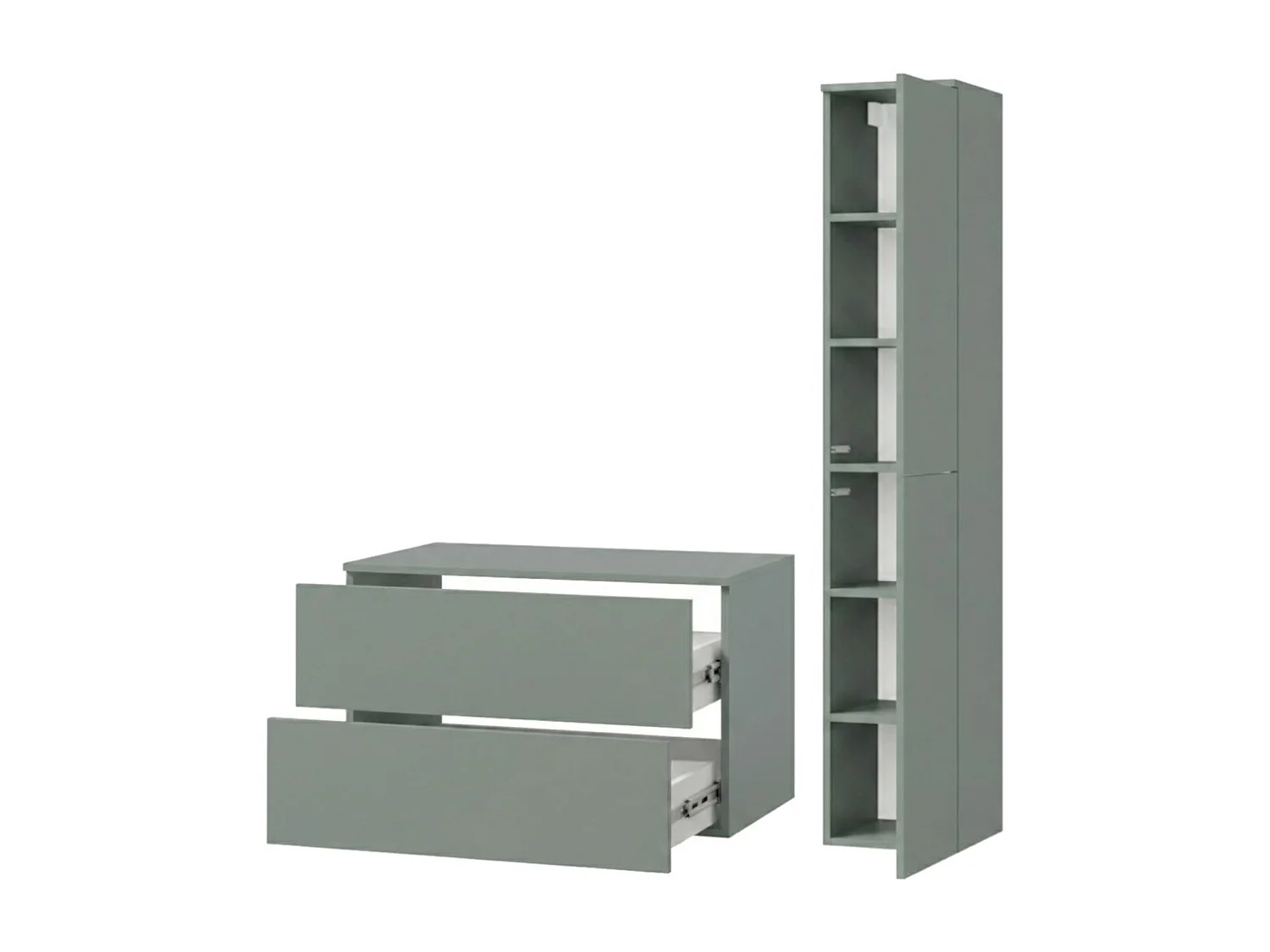 Badezimmerset 2-Teilig: Unterschrank + Hochschrank Color Aloe (2S 80 + 2D 160)