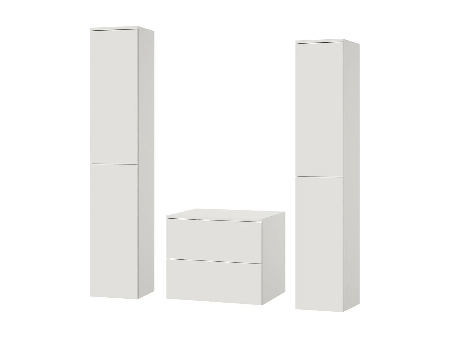 Badkamerset 3-delig: Wastafelonderkast + 2 Kolomkasten Kleur Wit (2S 60 + 2D 160 X2)