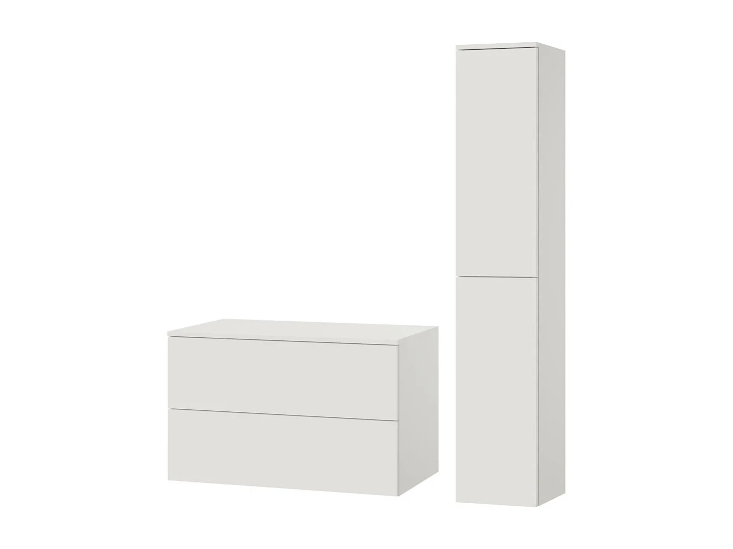 Badezimmerset 2-Teilig: Unterschrank + Hochschrank Color Weiß (2S 80 + 2D 160)